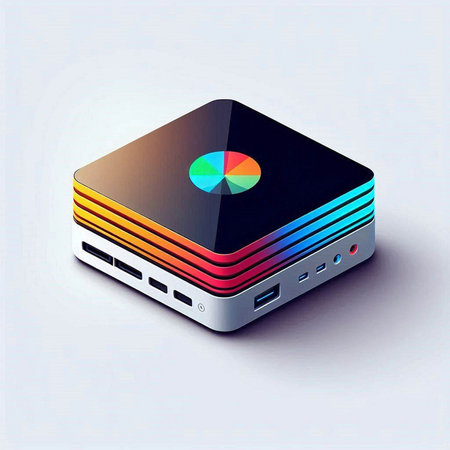 3d isometric server with colorful pie chart on the white backgroundのイラスト素材