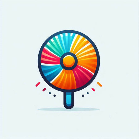 Colorful magnifying glass icon. Vector illustration in flat style.のイラスト素材