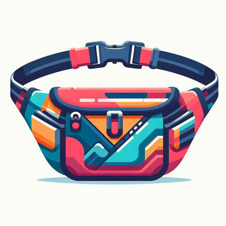 Vector illustration of modern sport bag in flat style. Isolated on white background.のイラスト素材