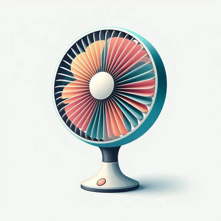 Vintage electric fan isolated on a white background. 3d renderのイラスト素材