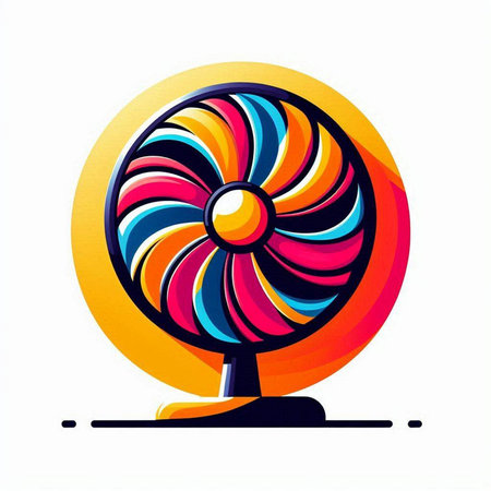 Illustration of a spinning fan on a white background. Vector illustrationのイラスト素材