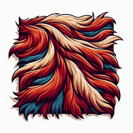 Vector illustration of a stylized head of a cat with colorful hair.のイラスト素材