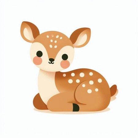 Cute baby deer isolated on a white background. Vector illustration.のイラスト素材
