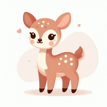 Cute cartoon fawn. Vector illustration of a little deer.のイラスト素材