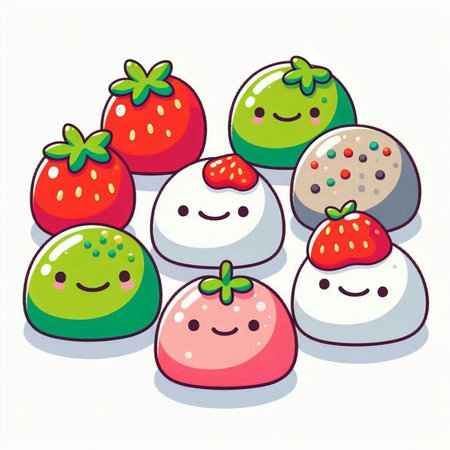 Strawberry cartoon character. Vector illustration on white background. Isolated.のイラスト素材