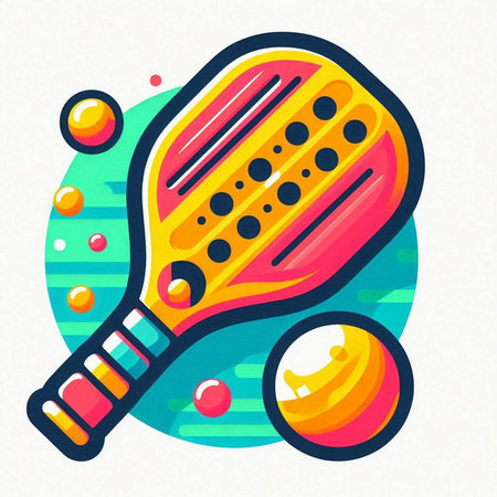 Tennis racket and balls. Vector illustration in a flat style.のイラスト素材