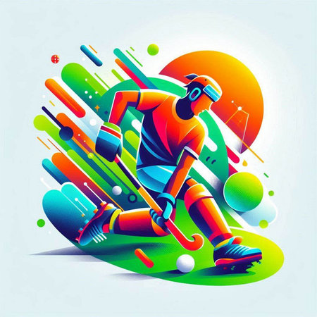 Cricket player with bat and ball. Colorful vector illustration.のイラスト素材