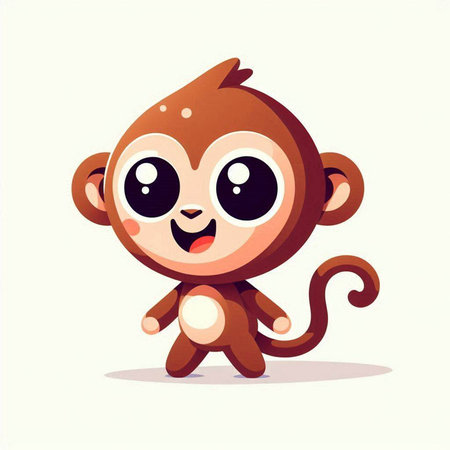Cute cartoon monkey. Vector illustration isolated on a white background.のイラスト素材