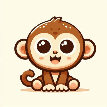 Cute little monkey on a light background. Vector illustration in cartoon style.のイラスト素材