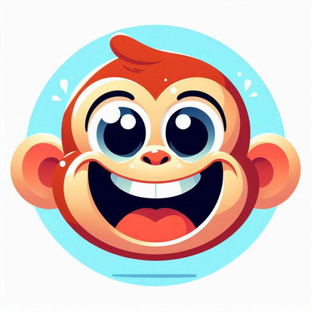 funny face of a monkey on a white background. vector illustrationのイラスト素材