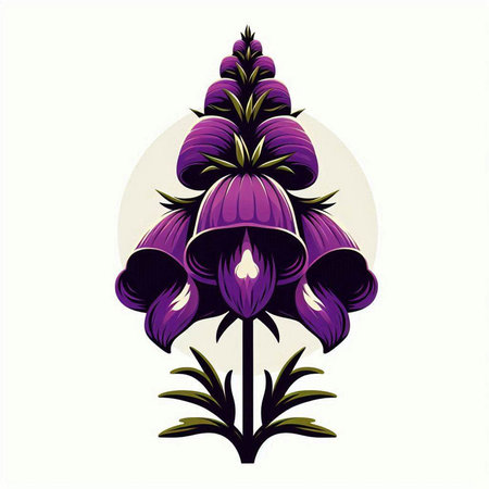 Purple foxglove isolated on white background. Vector illustration.のイラスト素材