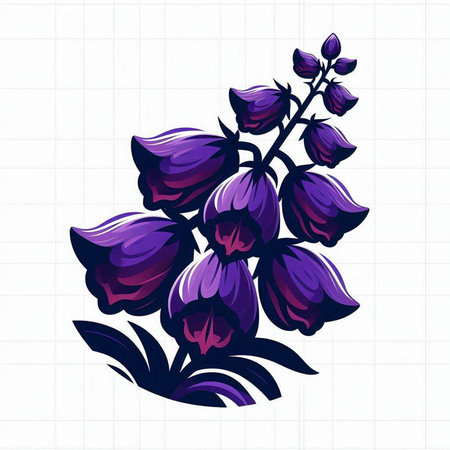 Illustration of purple flowers. Vector illustration on a white background.のイラスト素材