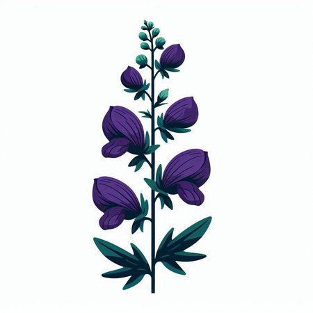 Beautiful purple lupine flower isolated on white background. Vector illustration.のイラスト素材