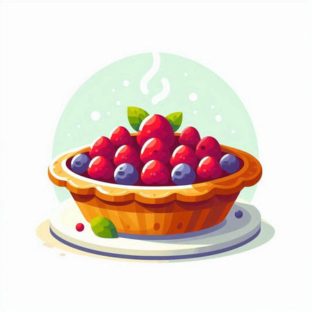 Cake with berries. Vector illustration of a pie with berries.のイラスト素材