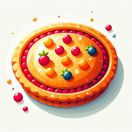 Vector illustration of a pie with berries on a white background. Eps 10のイラスト素材