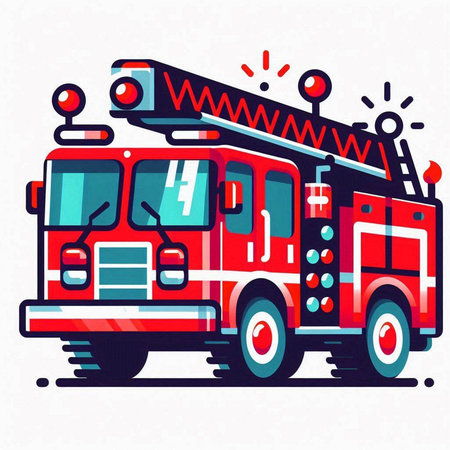 Fire truck. Vector illustration of a fire engine on a white background.のイラスト素材