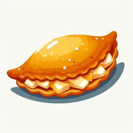 Illustration of a piece of apple pie on a white background.のイラスト素材