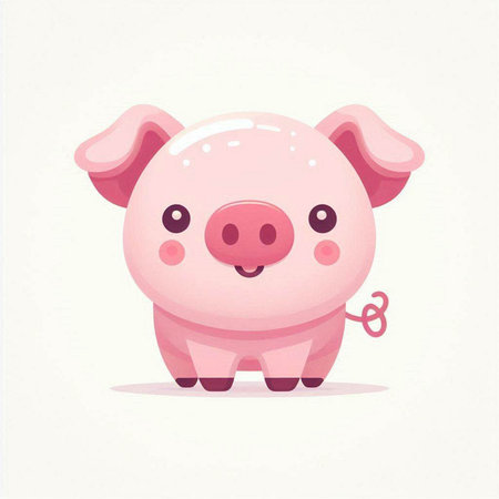 Cute cartoon pig. Vector illustration isolated on a white background.のイラスト素材