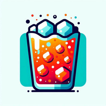 Cocktail with ice cubes. Vector illustration in flat style.のイラスト素材