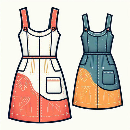 Vector illustration of a set of clothes for woman in retro style.のイラスト素材