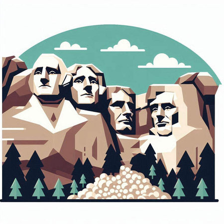 Statues of pharaohs in the desert. Vector illustration.のイラスト素材