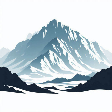 Mountain landscape with snow and ice, vector illustration, eps10のイラスト素材