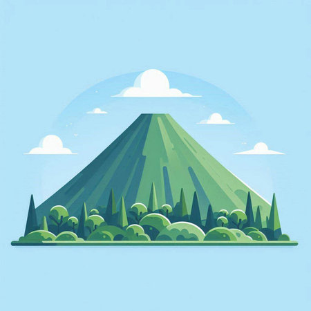 Illustration of mountain and forest in flat style. Vector illustration.のイラスト素材