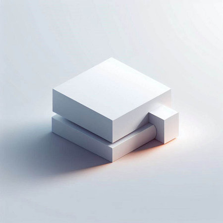 White cube on a white background. 3D rendering, 3D illustration.のイラスト素材