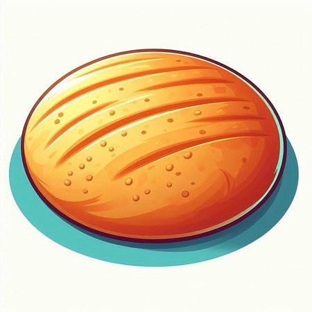 Illustration of a round loaf of bread on a white background.のイラスト素材