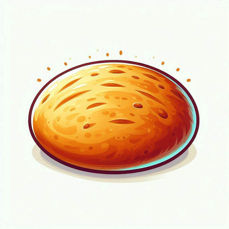 Illustration of a round bread on a white background, vector illustrationのイラスト素材