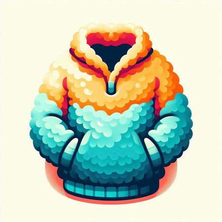 Vector illustration of a knitted woolen coat with pompon.のイラスト素材