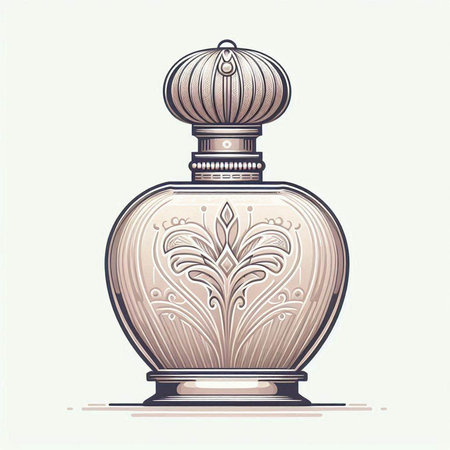 Perfume bottle. Vintage vector illustration in engraving style.のイラスト素材