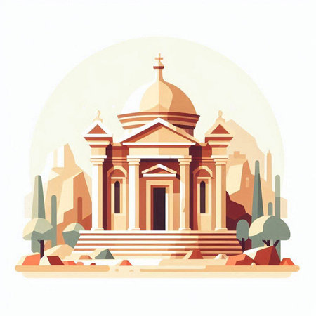 Church of St. Nicholas, Rome, Italy. Vector illustration.のイラスト素材
