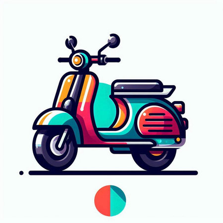 Vintage scooter icon. Vector illustration in trendy flat style.のイラスト素材