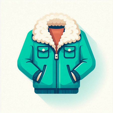 Winter coat. Vector illustration in flat style. Isolated on white background.のイラスト素材