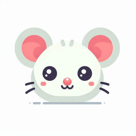 Cute cartoon mouse. Vector illustration in flat style on white background.のイラスト素材