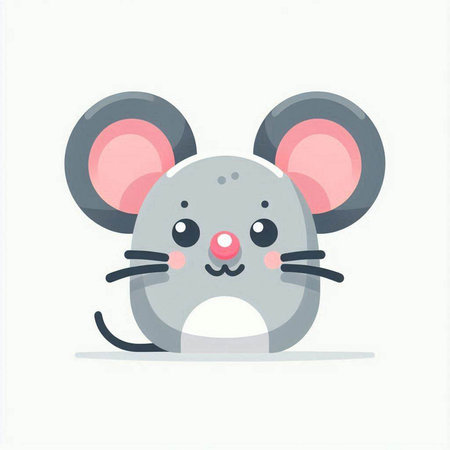 Cute mouse cartoon character. Vector illustration in flat design style.のイラスト素材