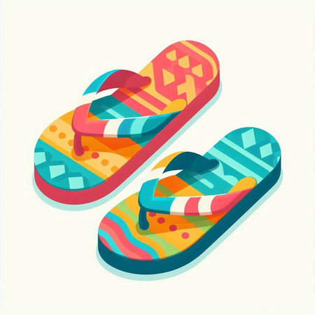 Flip flops isolated on the white background. Vector illustration.のイラスト素材