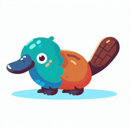 Cute cartoon platypus isolated on white background. Vector illustration.のイラスト素材