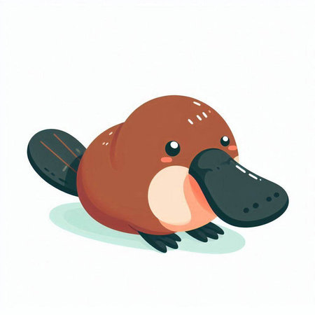 Cute cartoon platypus on white background. Vector illustration.のイラスト素材