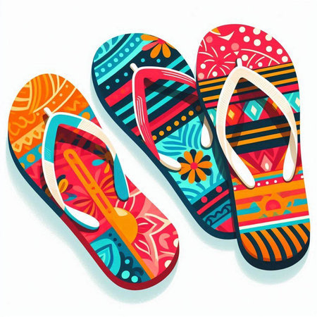Colorful flip flops isolated on white background. Vector illustration.のイラスト素材