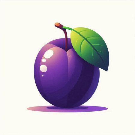 Plum fruit on white background. Vector illustration. Eps 10.のイラスト素材