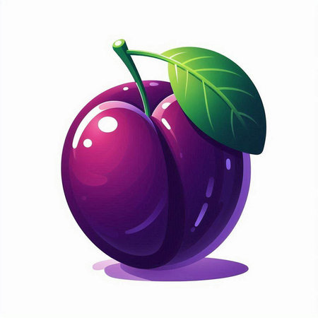 Plum isolated on white background. Vector illustration. Eps 10.のイラスト素材