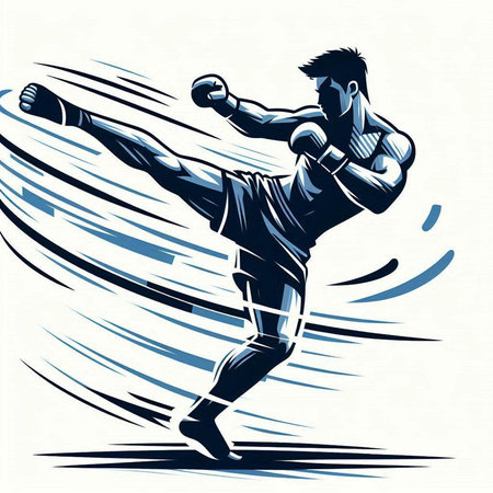 Boxing. Vector illustration of a boxer in action. Martial arts.のイラスト素材