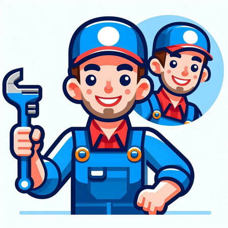 Repairman and plumber in uniform. Vector illustration in cartoon styleのイラスト素材