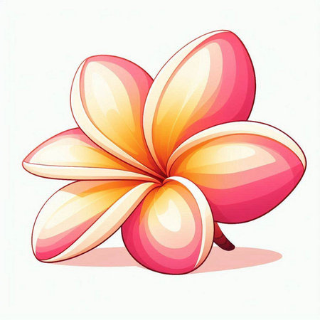 Illustration of a frangipani flower on a white backgroundのイラスト素材