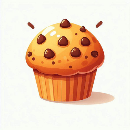 Cupcake with chocolate on a white background. Vector illustration.のイラスト素材