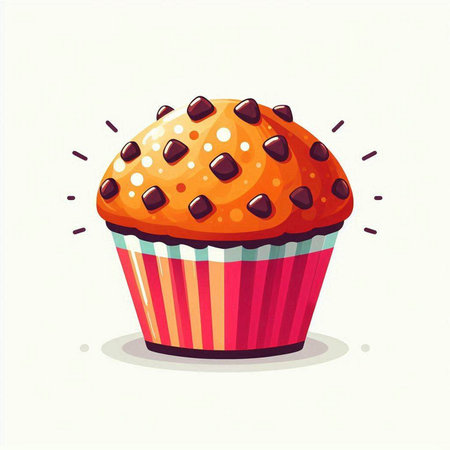 Cupcake vector illustration. Cute muffin isolated on white background.のイラスト素材