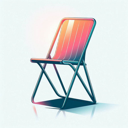 Illustration of a deck chair on a white background with reflection.のイラスト素材