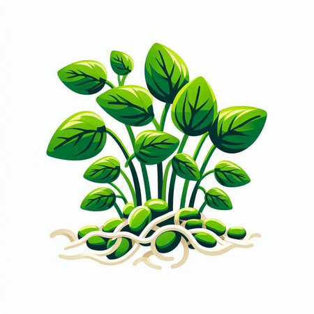 Illustration of green sprouts on white background. Vector illustration.のイラスト素材